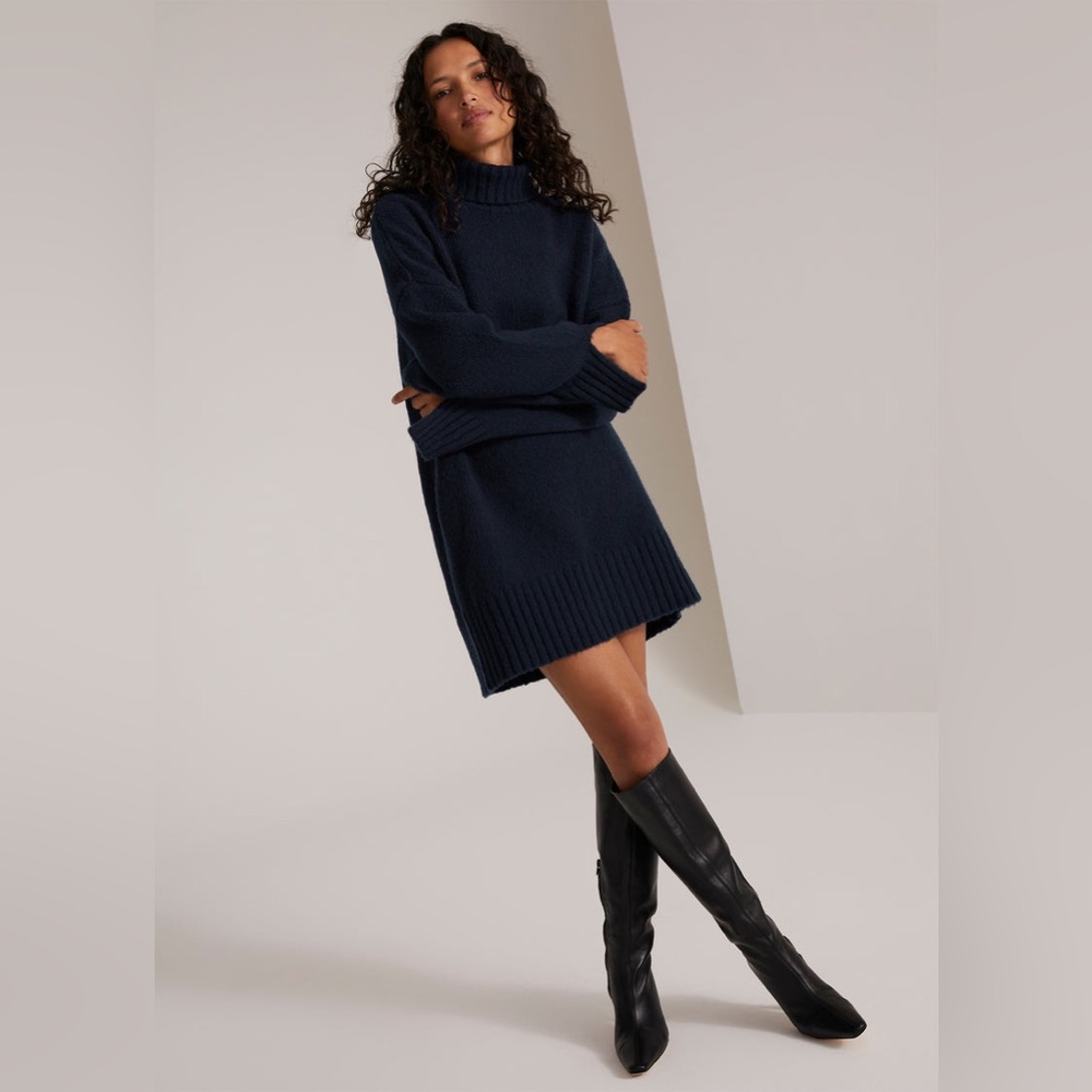New Favorite Daughter The St. James Wool-Cashmere Dress | Navy Size Small